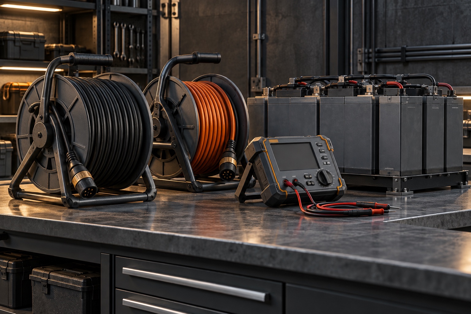 Illustrative electrical cable drums and industrial materials